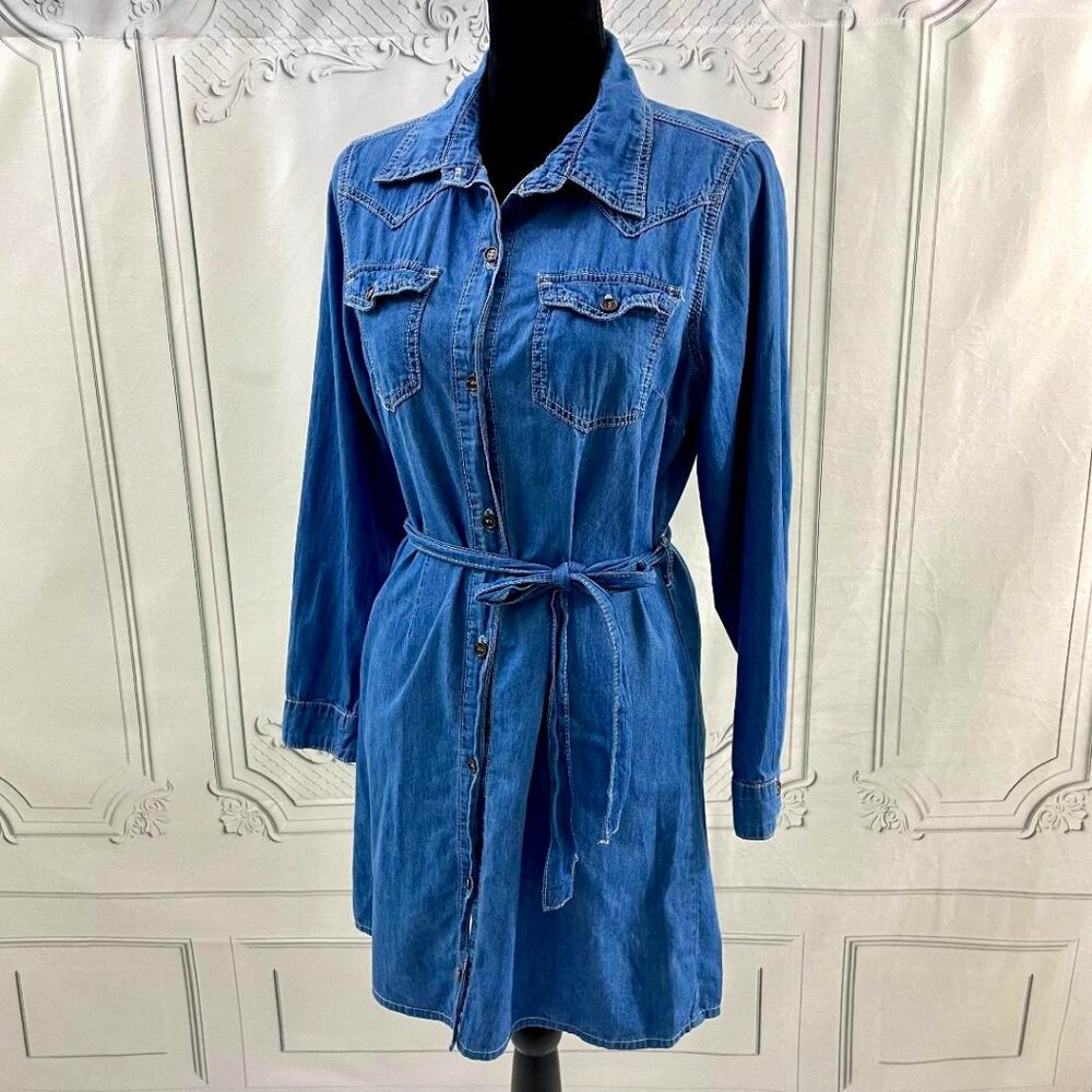 Denim Tunic 100% Cotton belted Western Stitching LookBook MED